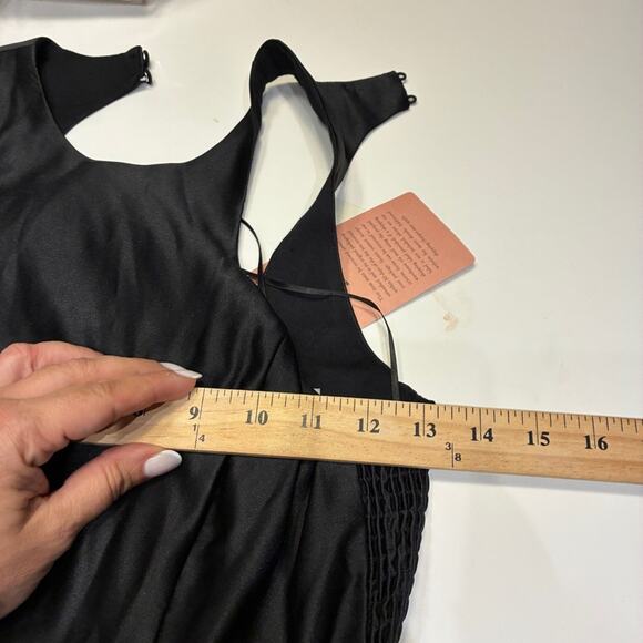 NWT Anthropologie BHLDN Black Satin Cora Halter Fit and Flare Dress XS - Picture 11 of 13
